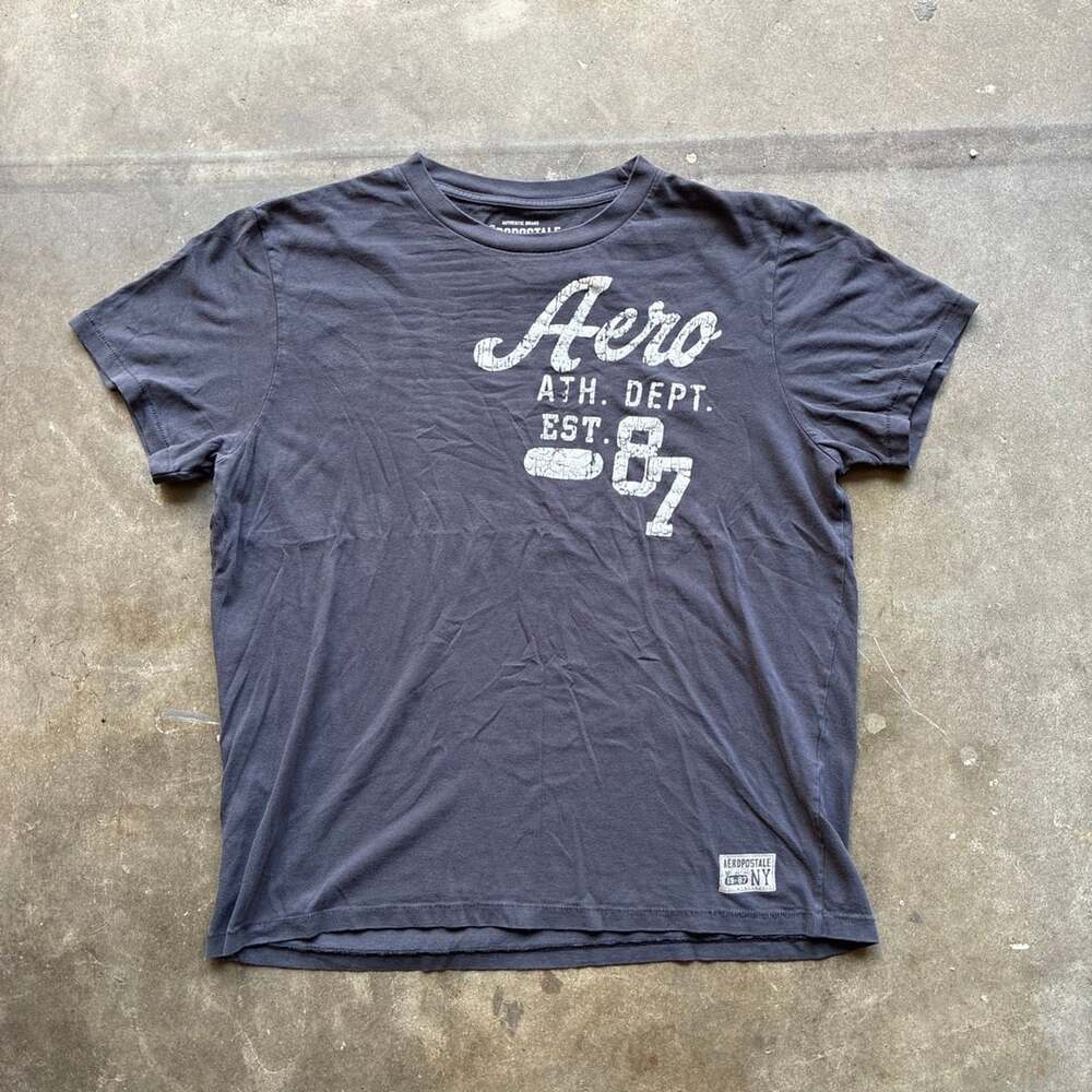 Y2K Aeropostale Athletic Dept 87 T-Shirt XL Dark Gray Graphic